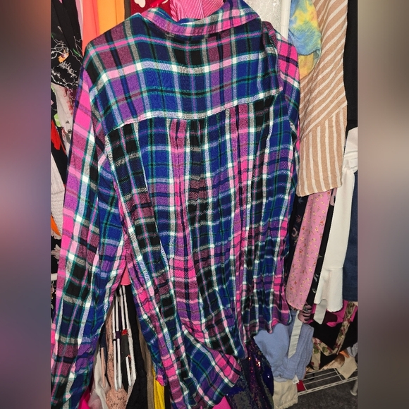 🍁🍂⚘️Lane Bryant pink and blue plaid high low tunic 22 - Picture 5 of 6